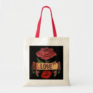 Tote Bag RAB Rockabilly Roses, Love & Lipstick