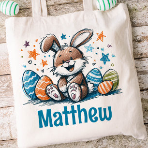 Tote Bag Rabbit Pâques Enfants Nom Garçons Bunny Bunny