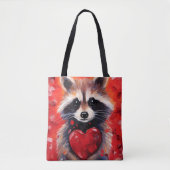 Tote Bag Raccoon avec coeur Valentines jour (Devant)