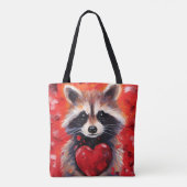 Tote Bag Raccoon avec coeur Valentines jour (Dos)