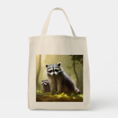 Tote Bag Raccoon Family Wildlife Portrait (Dos)