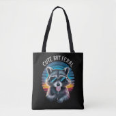 Tote Bag Raccoon mignon mais feral Funny (Devant)