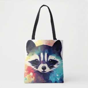 Tote Bag Raccoon Wild Nature Animal Couleur Art Peinture
