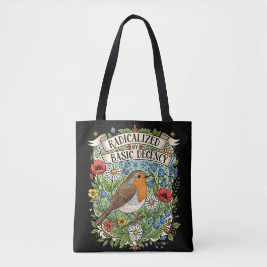 Tote Bag Radicalized by Basic Decency Aesthetic Art Bird (Devant)