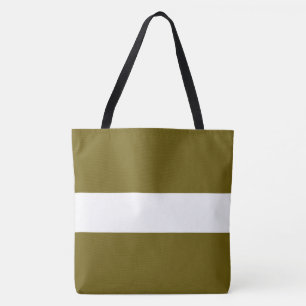 Tote Bag Raffiné Moderne Large Golden Olive Blanc Rayures