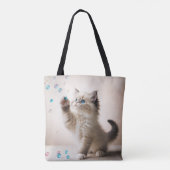 Tote Bag Ragdoll Kitten Jouer Avec Des Bulles (Dos)