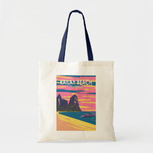 Tote Bag Railay Beach Thaïlande Travel Art Vintage