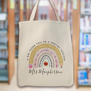 Tote Bag Rainbow Apple Pencil enseignant Merci cadeau