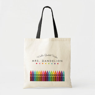 Tote Bag Rainbow Crayons Kindergarten Enseignant Cadeau