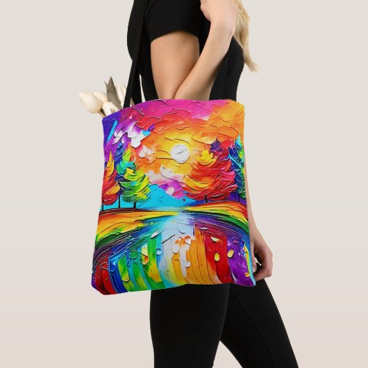 Tote Bag Rainbow Forest Sunset Dreams (De près)