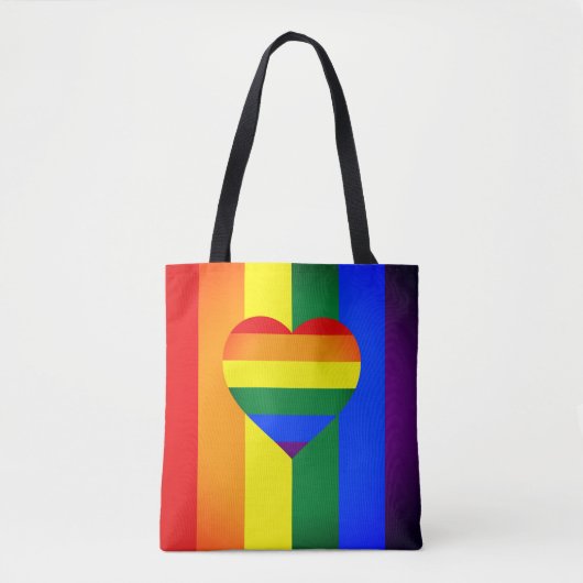 Tote Bag Rainbow Heart & Pride Rainbow Flag / communauté LG (Devant)