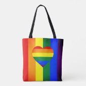 Tote Bag Rainbow Heart & Pride Rainbow Flag / communauté LG (Dos)