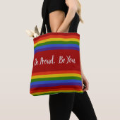 Tote Bag Rainbow Horizontal Stripes Soyez Proind Soyez FIER (De près)