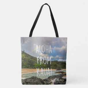 Tote Bag Rainbow Lumaha'i Beach, Kauai, Hawaiian Beach Bag