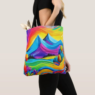 Tote Bag Rainbow Mountain Majesty Art