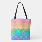 Tote Bag Rainbow Pastel Mermaid Scales Seamless Pattern (Dos)