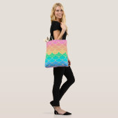 Tote Bag Rainbow Pastel Mermaid Scales Seamless Pattern (Sur le modèle)