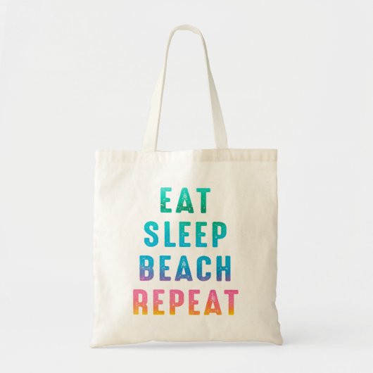 Tote Bag Rainbow Pride Manger Sleep Beach Répéter (Devant)