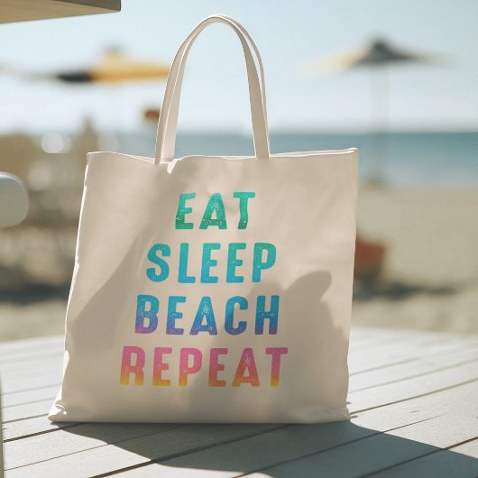 Tote Bag Rainbow Pride Manger Sleep Beach Répéter