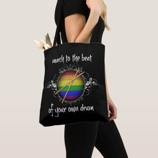 Tote Bag Rainbow Snare Drumstick Fierté Marche pour battre (De près)