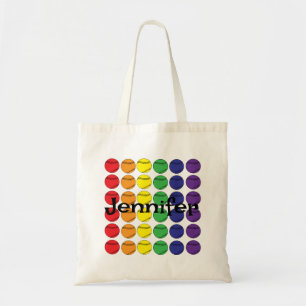 Tote Bag Rainbow Softball avec nom