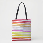 Tote Bag Rainbow stripes cute watercolor (Devant)