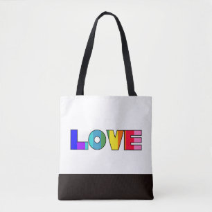 Tote Bag Rainbow Stripes Love