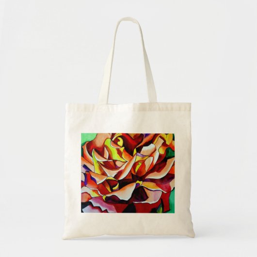Tote Bag Rainbow Sunset Rose watercolor original (Devant)
