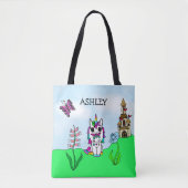 Tote Bag Rainbow Unicorn Fairy tale Castle Personnalisé (Devant)