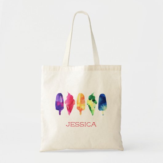 Tote Bag Rainbow Watercolor Crème glacée Popsicle personnal (Devant)