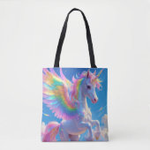 Tote Bag Rainbow Winged Prancing Unicorn (Devant)