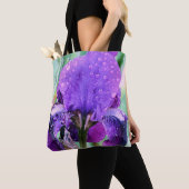 Tote Bag Raindrops sur iris - fourre-tout (De près)