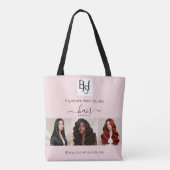 Tote Bag Rallonges de cheveux QR Code Logo Script Rose Roug (Dos)