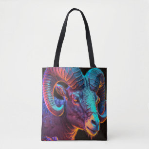 Tote Bag Ram Animal Portrait Peinture Faune Extérieur Art