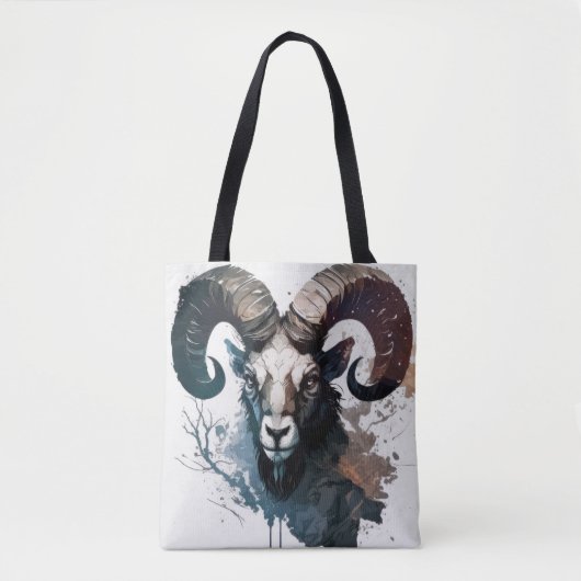 Tote Bag Ram Portrait Animal Peinture Faune Extérieur Art (Devant)