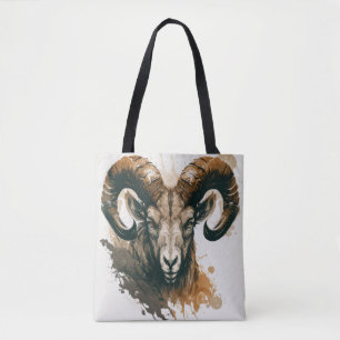 Tote Bag Ram Portrait Animal Peinture Faune Extérieur Art