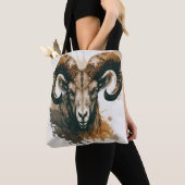 Tote Bag Ram Portrait Animal Peinture Faune Extérieur Art (De près)