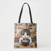 Tote Bag Ramen mangeant de chat Munchkin (Devant)
