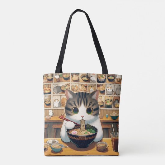 Tote Bag Ramen mangeant de chat Munchkin (Dos)
