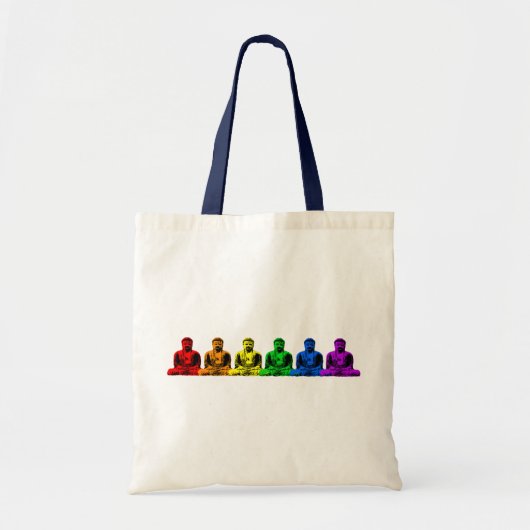 Tote Bag Rangée de bouddhas arc-en-ciel (Devant)