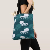 Tote Bag Rangées de motif de poulpe (De près)