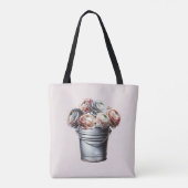 Tote Bag Ranunculus dans Tin Pail Rustique Glam rose (Dos)