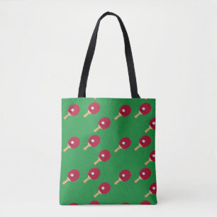 Tote Bag Raquette de ping-pong et boule sur vert