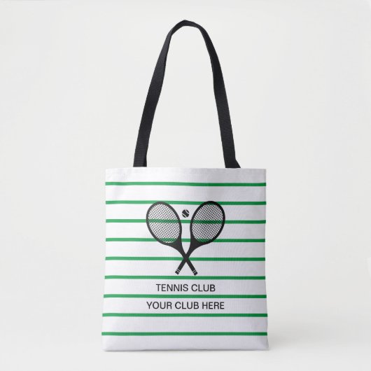Tote Bag Raquette de tennis en bande blanche verte personna (Devant)