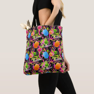 Tote Bag Raquettes de Pickleball Audacieuses & Florales
