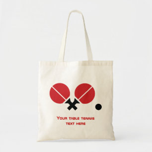 Tote Bag Raquettes de ping-pong de table et boule noir, rou