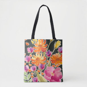 Tote Bag Rassemblement splendide - Fleurs roses et orange