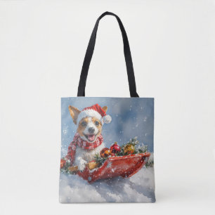 Tote Bag Rat Terrier Chien dans la corniche Laissez-le neig