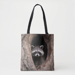 Tote Bag Raton laveur dans la grotte de l'arbre