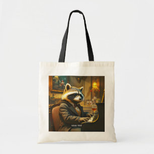 Tote Bag Raton laveur mignon au piano de fantaisie